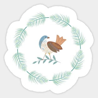 Retro Bird Ornament Sticker